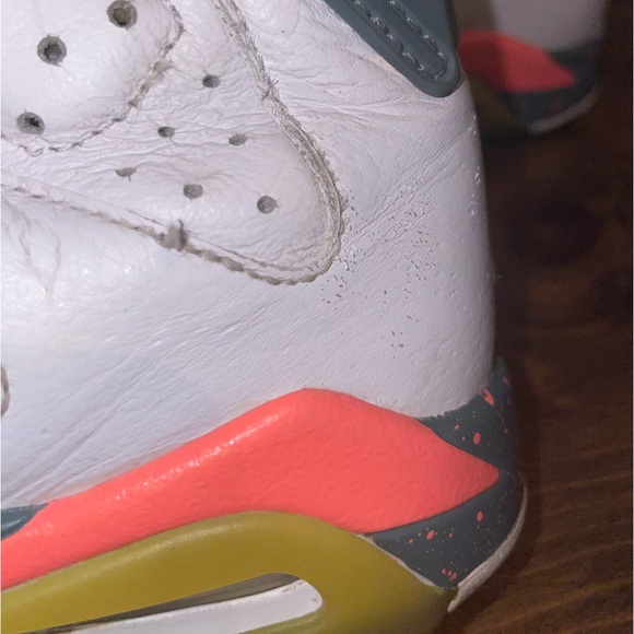 2016 Air Jordan 6 GS Bright Mango size 5.5Y youth 384665-114 sneaker shoes - Picture 7 of 15